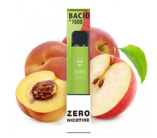 Электронные сигареты Bacio 1500 Green Mix (Басио 1500 Яблоко Персик БЕЗ НИКОТИНА)
