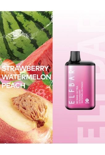 Elf Bar BC5000 ULTRA Strawberry Watermelon Peach - (Эльф Бар Ультра БЦ 5к тяг) Клубника Арбуз Персик