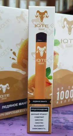 IQTE Smooth Mango ice (Ледяное манго) 1000 затяжек 20мг Hard (2% Hard)