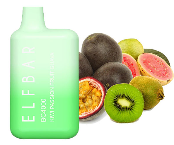 Одноразка Pod Elf Bar BC4000 Disposable Pod Device 650mAh (перезаряжаемая) Kiwi Passionfruit Guava 5% - (Эльф Бар БЦ 4к тяг) Киви Маракуйя Гуава