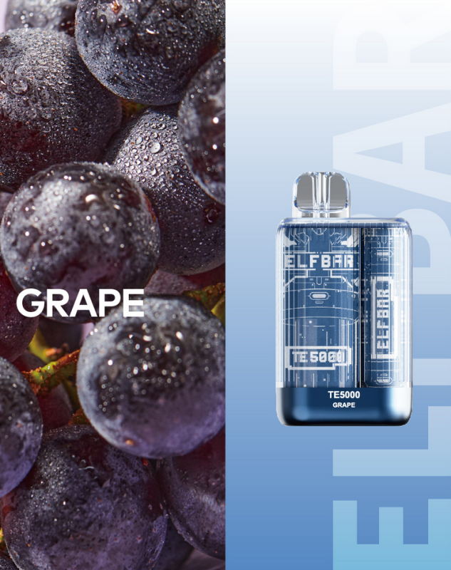 Одноразки Pod Elf Bar TE 5000 Disposable Pod Device 550 mAh Grape - (Эльф Бар ТЕ 5к тяг) Виноград