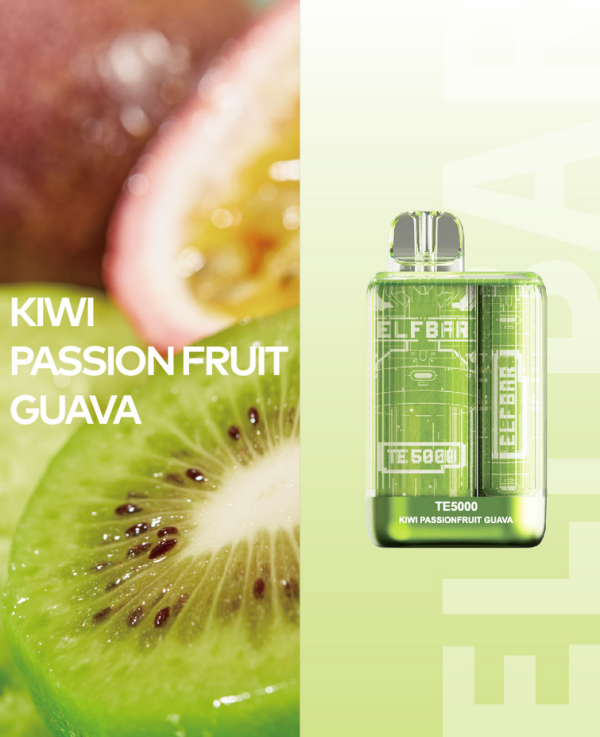 Одноразки Pod Elf Bar TE 5000 Disposable Pod Device 550 mAh Kiwi Passionfruit Guava - (Эльф Бар ТЕ 5к тяг) Киви Маракуйя Гуава