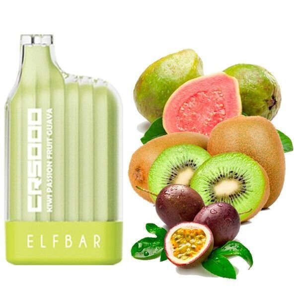Одноразовая электронная сигарета Elf Bar CR Kiwi Passion Fruit Guava 5000 Затяжек - (Эльф Бар СР 5к тяг) Киви Маракуйя Гуава