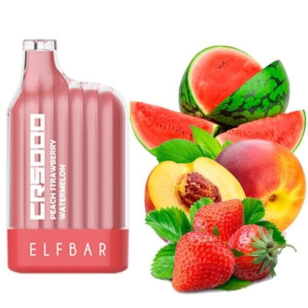 Одноразовая электронная сигарета Elf Bar CR Peach Strawberry Watermelon 5000 Затяжек - (Эльф Бар СР 5к тяг) Клубника Арбуз Персик