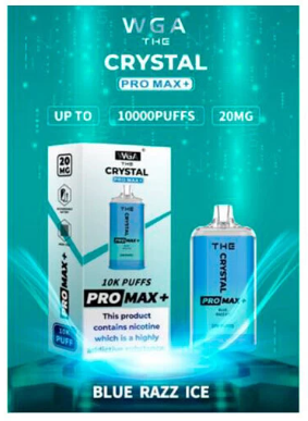 Одноразовая электронная сигарета Сrystal pro max Блу Разз Лед 10000 затяжек
