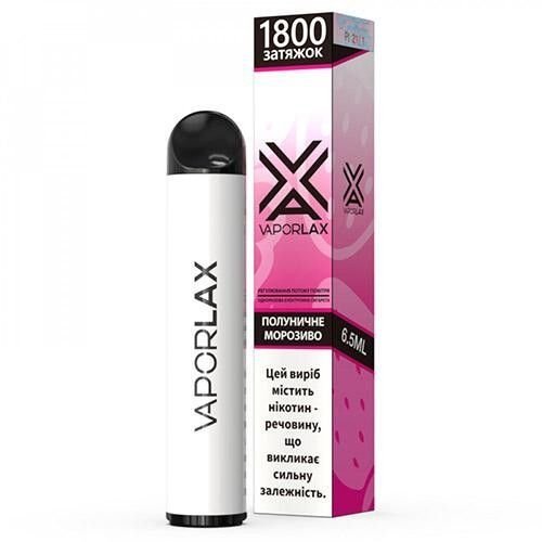Одноразовая электронная сигарета VAPORLAX Акциз Strawberry Icecream (Клубничное Мороженое)1800 puff