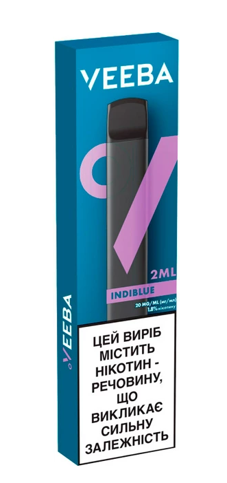 Одноразовая электронная сигарета VEEBA 2 мл 1.8% Indiblue (Черника + Гранат + Сливки)