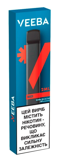 Одноразовая электронная сигарета VEEBA 2 мл 1.8% Red (Питайя + Клубника + Ментол)