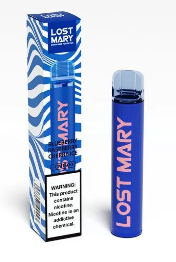 Одноразовый POD Lost Mary CM1500 Blueberry Raspberry Cherry Ice - (Лост Мери СМ 1.5к тяг) Черника Малина Вишня Айс