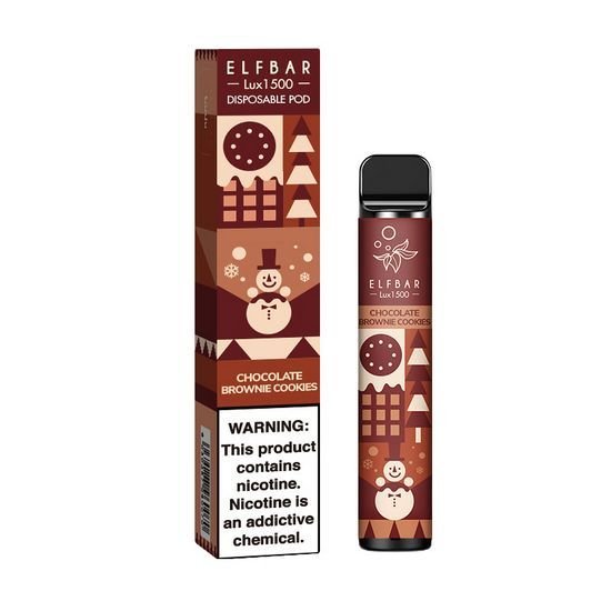 Одноразки Pod Elf Bar 1500 Christmas Edition Disposable Device 850mAh Chocolate Brownie Cookies 5% - (Эльф Бар 1.5к тяг) Шоколадное печенье Брауни (новогодние)