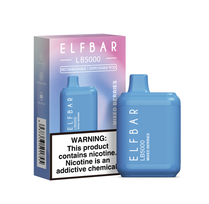 Одноразки Pod Elf Bar LB 5000 Disposable Pod Device 650mAh Mixed Berries - (Эльф Бар ЛБ 5к тяг) Смешанные ягоды