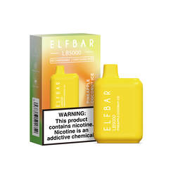 Одноразки Pod Elf Bar LB 5000 Disposable Pod Device 650mAh Pineapple Coconut ice - (Эльф Бар ЛБ 5к тяг) Ананас Кокосовый лед