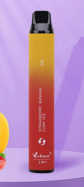 Vidge 2 000 Затяжек - Вкус 2 в 1 (Переключатель вкуса) - Клубника банан + Арбуз со льдом